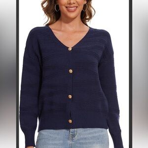 NWOT Navy Button-Up Women's Sweater